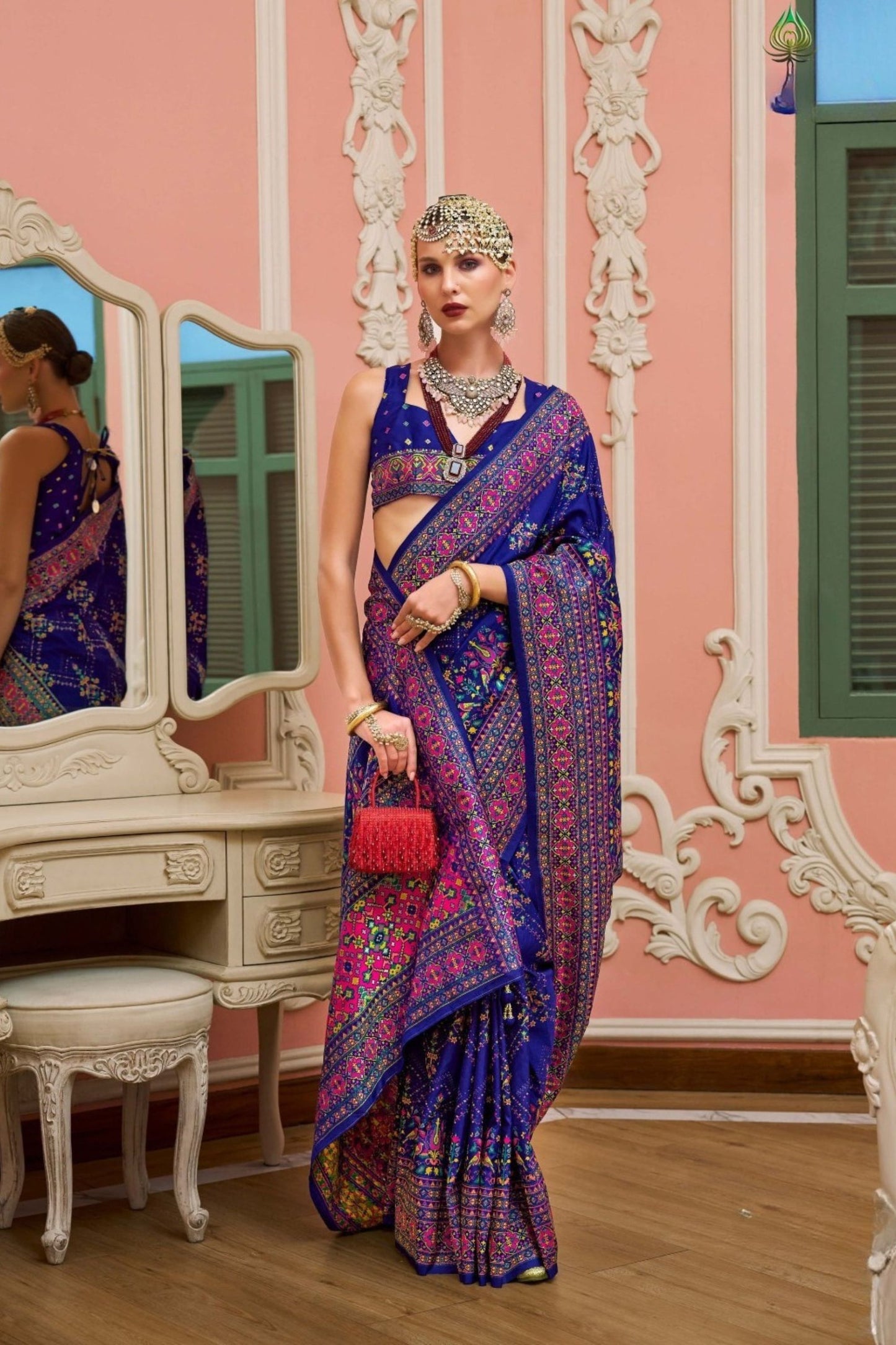 Royal Blue Traditional Banarasi Silk Saree with Multi-Color Intricate Festive Wear