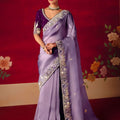 Designer Lavender Silk Saree with Heavy Embroidery Border