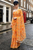 Orange Abstract Printed Saree Trendy Designer Casual Saree