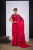 Red Organza Saree with Black Floral Embroidery Designer Saree