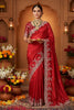 Elegant Red Silk Saree with Silver Embroidery Designer Blouse