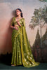 Olive Green Silk Saree with Zari Polka Dot Weaving Designer Saree