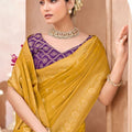 Mustard Yellow Kanjivaram Silk Saree with Rich Gold Zari Border
