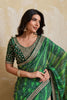 Green Georgette Saree with Golden Embroidered Border Designer Blouse