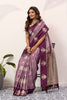 Wine Purple Banarasi Silk Saree Gold Zari Motifs Rich Woven Pallu