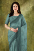 Teal Blue Woven Designer Saree with Matching Blouse