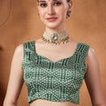 Mint Green Bandhani Print Saree with Zari Detailing Designer Saree