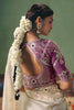 Cream Silk Saree with Heavy Golden Embroidery Border Designer Blouse