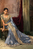 Blue Silk Saree with Heavy Gold Embroidered Border Designer Blouse