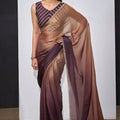 Wine Brown Copper Dual Tone Saree with Designer Border