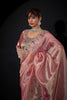Dusty Pink Shimmer Silk Saree with Heavy Stone Zari Embroidered Border