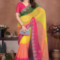 Multicolor Georgette Saree with Embroidered Border Work
