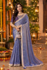 Elegant Lavender Blue NC Moss Sequins Work Designer Saree for Women