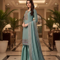 Elegant Sea Green Embroidered Readymade Palazzo Suit with Designer Dupatta for Women