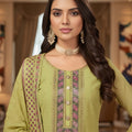 Stylish Lime Green Embroidered Readymade Palazzo Suit with Designer Dupatta for Women
