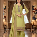 Stylish Lime Green Embroidered Readymade Palazzo Suit with Designer Dupatta for Women