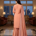 Latest Peach Embroidered Readymade Palazzo Suit with Designer Dupatta for Women