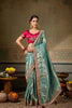 Graceful Sea Green Banarasi Silk Saree Embroidery Zari Threads Work for Women