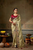 Premium Beige Banarasi Silk Saree Embroidery Zari Threads Work for Women
