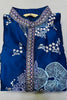 Outstanding Navy Blue Satin Embroidered Party Wear Kurta Pajama for Men