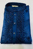 Traditional Navy Blue Cotton Embroidered Party Wear Kurta Pajama for Men