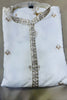Trendy Off White Fendy Silk Embroidered Party Wear Kurta Pajama for Men