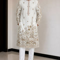 Trendy Off White Fendy Silk Embroidered Party Wear Kurta Pajama for Men