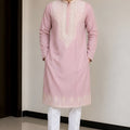 Amazing Pink Fendy Silk Embroidered Party Wear Kurta Pajama for Men