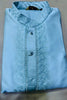 Stunning Sky Blue Satin Embroidered Party Wear Kurta Pajama for Men
