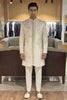 Luxury Off White Embroidered Designer Kurta Pyjama with Jacket for Men