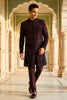 Elegant Dark Wine Embroidered Designer Kurta Pyjama with Jacket for Men