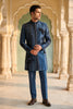 Stunning Teal Blue Embroidered Designer Kurta Pyjama with Jacket for Men