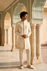 Awesome Off White Embroidered Designer Kurta Pyjama with Jacket for Men