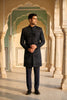Handsome Black Embroidered Designer Kurta Pyjama with Jacket for Men