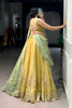 Elegant Mustard Yellow Embroidered Silk Lehenga Choli with Mint Green Dupatta for Women