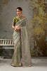 Graceful Sage Green Tissue Saree Thread Embroidery Butta Work for Women