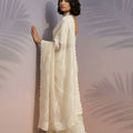 Off-White Silk Saree with Embroidered Border Designer Blouse