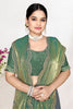 Sea Green Dual Tone Silk Saree Zari Embroidered Border Buti Work