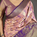Pink Purple Kanjivaram Silk Saree Traditional Zari Woven Saree