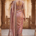 Dusty Pink Organza Silk Saree with Heavy Embroidery Designer Border
