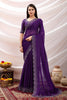 Designer Purple Georgette Saree Heavy Embroidered Border Blouse 