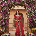 Red Embroidered Designer Saree Wedding Wear