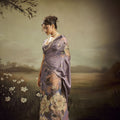 Lavender Linen Silk Saree with Floral Digital Print Designer Tassel Pallu