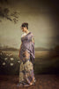 Lavender Linen Silk Saree with Floral Digital Print Designer Tassel Pallu