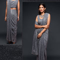 Premium Grey Sequin Party Wear Saree with Designer Blouse