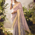 Lavender Soft Silk Saree with Gold Zari Weaving Designer Blouse