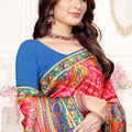 Rani Pink Multicolor Printed Saree with Designer Saree