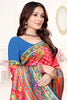 Rani Pink Multicolor Printed Saree with Designer Saree