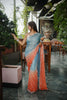 Sky Blue Peach Ombre Sequins Saree Designer Party Wear