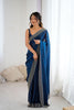 Designer Navy Blue Georgette Saree Heavy Border Party  Wear